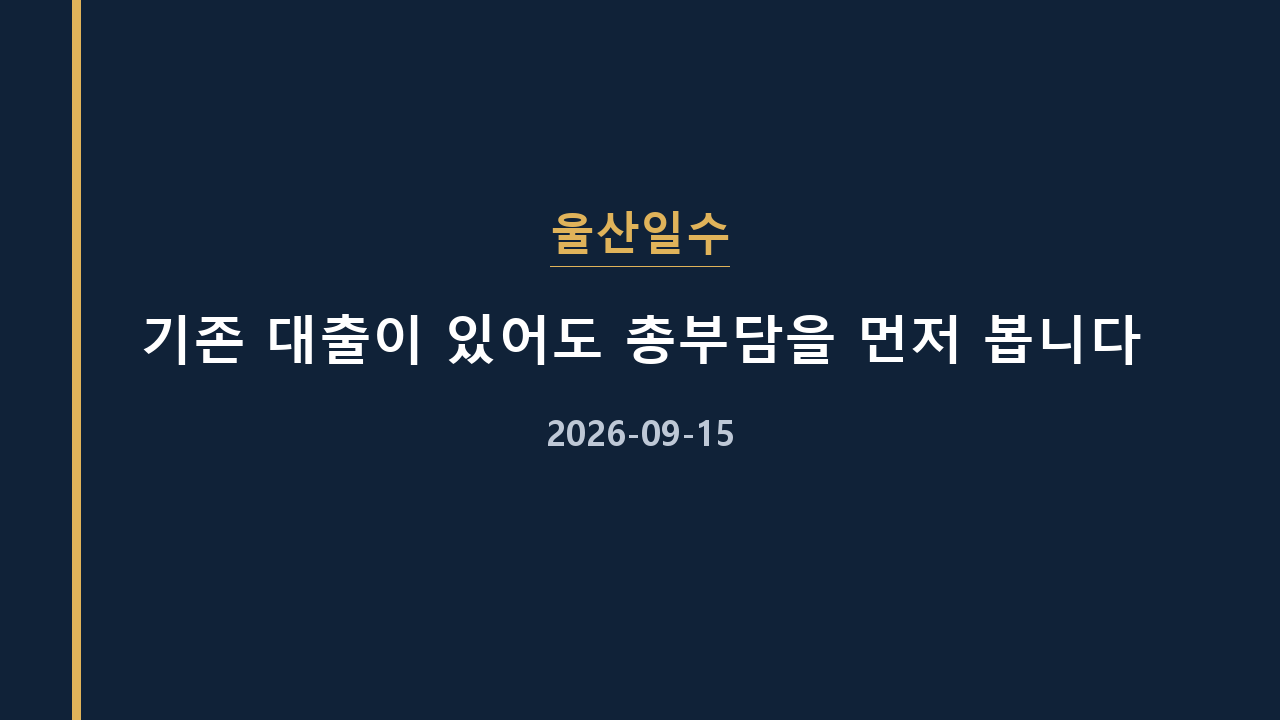 울산일수 기존 대출이 있어도 총부담을 먼저 봅니다