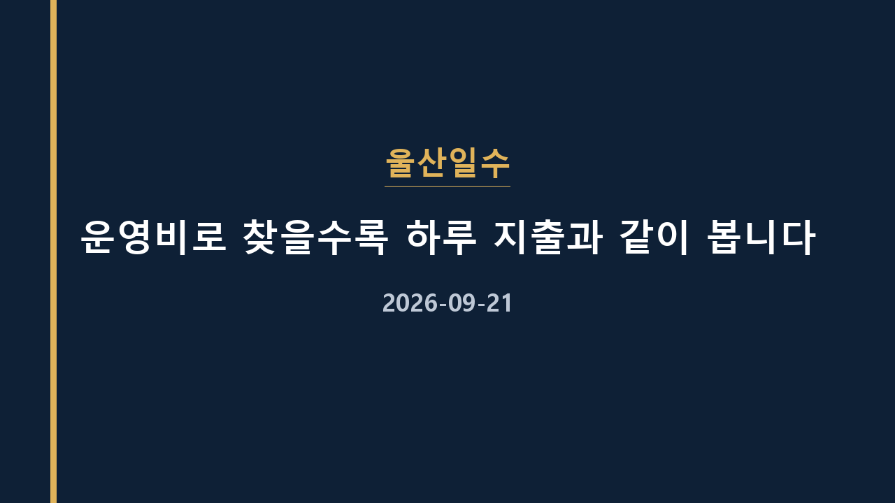 울산일수 운영비로 찾을수록 하루 지출과 같이 봅니다