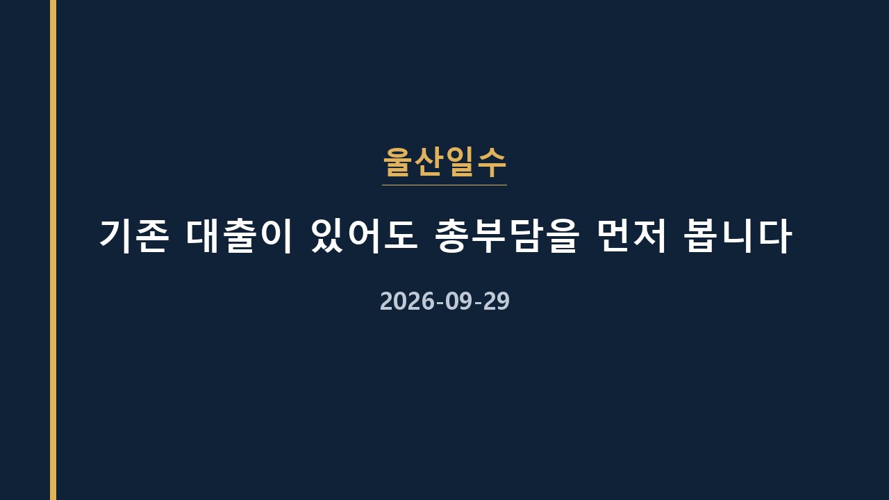 울산일수 기존 대출이 있어도 총부담을 먼저 봅니다