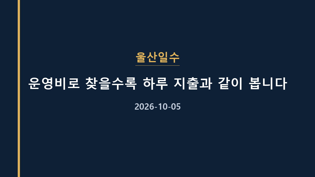 울산일수 운영비로 찾을수록 하루 지출과 같이 봅니다